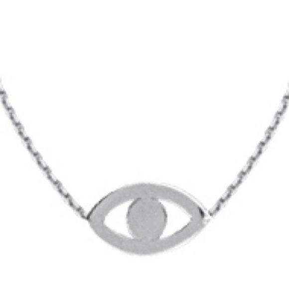 14K Solid Gold Cut Out Small Evil Eye Necklace